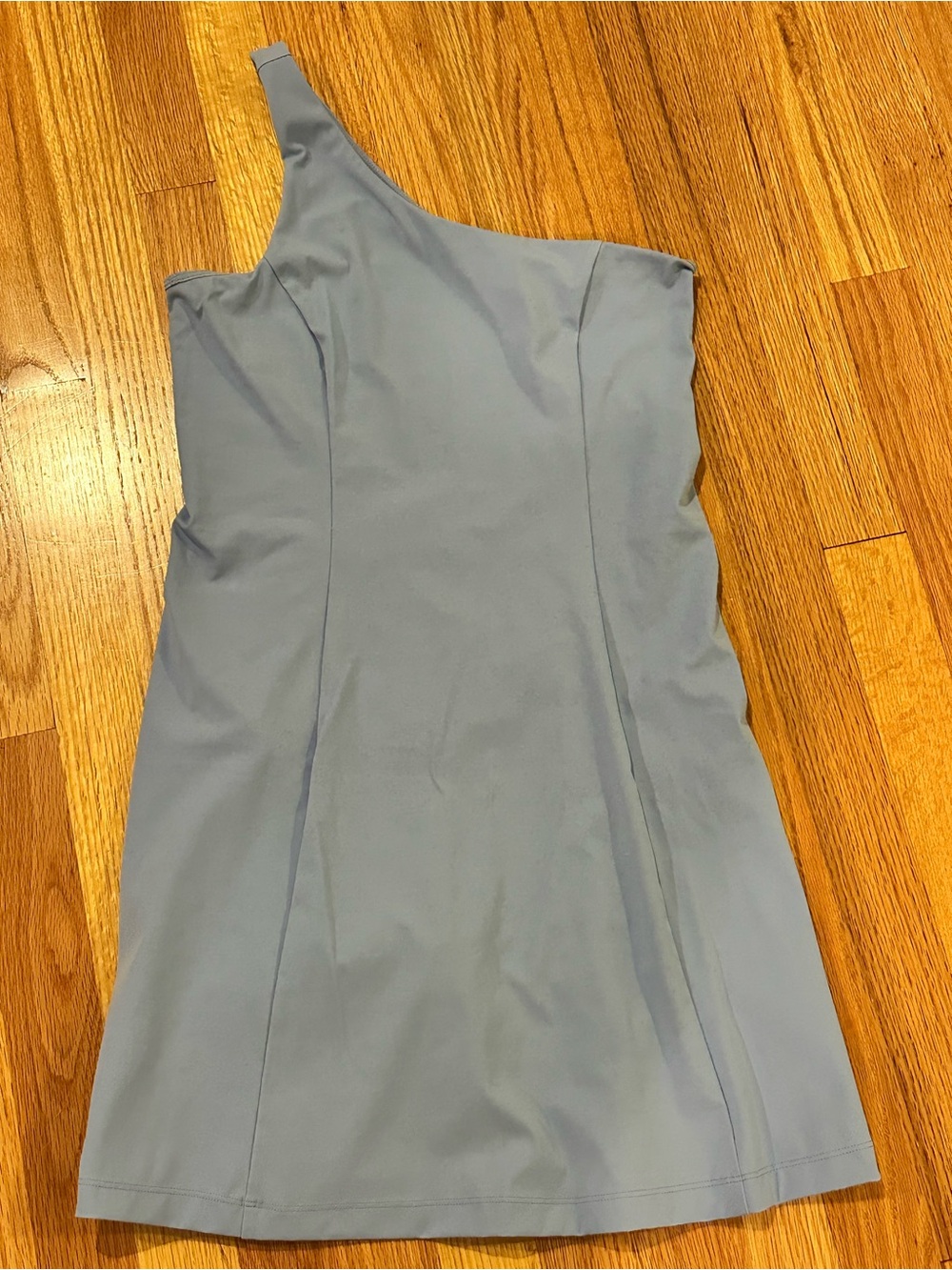 Outdoor Voices One-Shoulder Dress in Dusty Blue